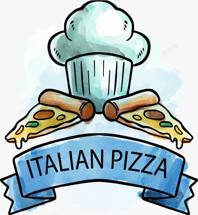 抽象披萨厨师帽蓝色标签png免抠素材_88icon https://88icon.com 厨师帽 披萨 抽象 蓝色标签
