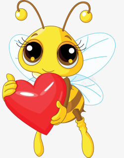 站立的蜜蜂卡通黄色蜜蜂抱着爱心高清图片