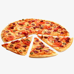 切开的圆形披萨素材
