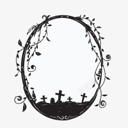 黑色墓地边框装饰墓地黑色恐怖矢量图高清图片