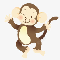 棕色质感扁平猴子可爱矢量图素材