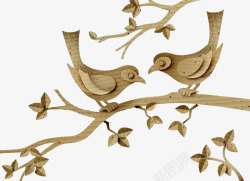 纸板插图树枝上的鸟儿素材