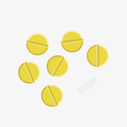 黄色圆形散布的药片矢量图素材