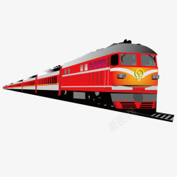 火车行驶的火车红色矢量图素材