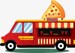 卡通披萨食物车子图素材