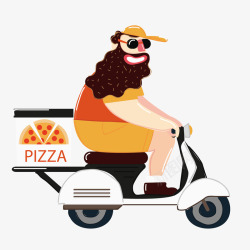 披萨送货员卡通手绘披萨送货员图P矢量图高清图片