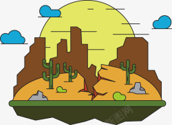可爱沙漠风景手绘插画素材