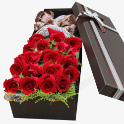 火红玫瑰礼物盒素材