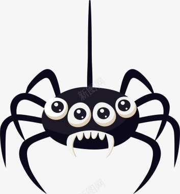 恐怖万圣节四个眼睛的蜘蛛矢量图图标图标
