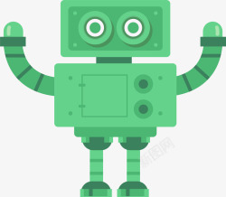 卡通科技绿色机器人矢量图素材