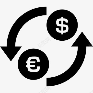 货币兑换美元欧元符号图标图标