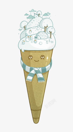 卡通雪山冰淇淋矢量图素材