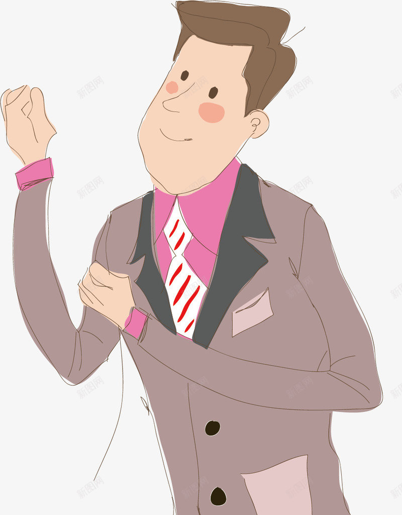 成功人士矢量图ai免抠素材_88icon https://88icon.com 中分 成功人士 打手势 男人 西服 领带 矢量图