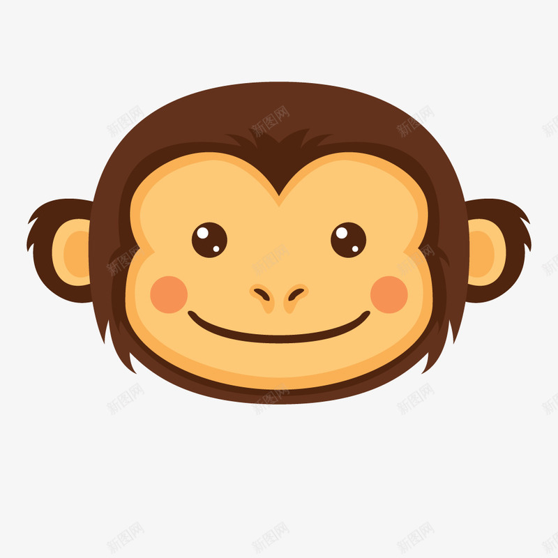 卡通棕色猴子头png免抠素材_88icon https://88icon.com 卡通 棕色 猴子头