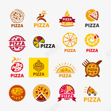 矢量披萨pizza披萨集合LOGO标志图标图标