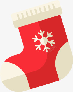 红色冬日雪花圣诞袜素材