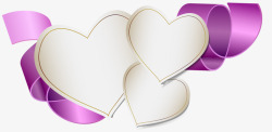 爱心信纸和紫色丝带素材