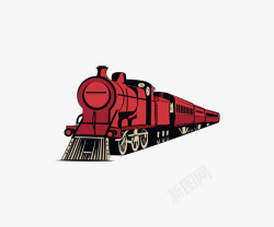旧式火车红色涂装的火车高清图片