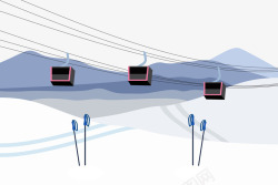 雪山电缆矢量图素材