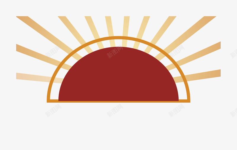半圆背景图案矢量图ai免抠素材_88icon https://88icon.com 红色半圆 背景装饰 黄色条纹 矢量图