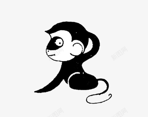 黑色丝带中国风猴子图标图标