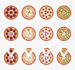 12款彩色披萨矢量图素材