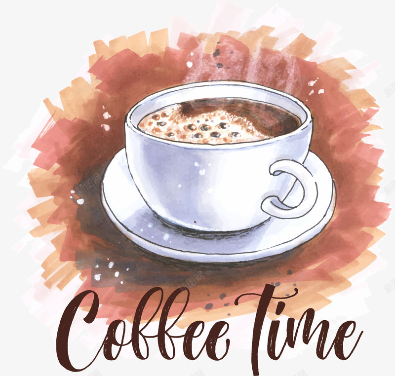 手绘咖啡时间png免抠素材_88icon https://88icon.com 咖啡飘香 手绘咖啡 热咖啡 矢量素材 香浓咖啡