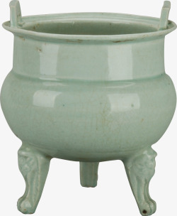古代绿色陶瓷香炉素材
