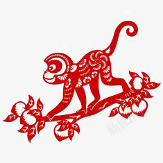 猴子剪纸png免抠素材_88icon https://88icon.com 中国风 剪纸 朵 窗花