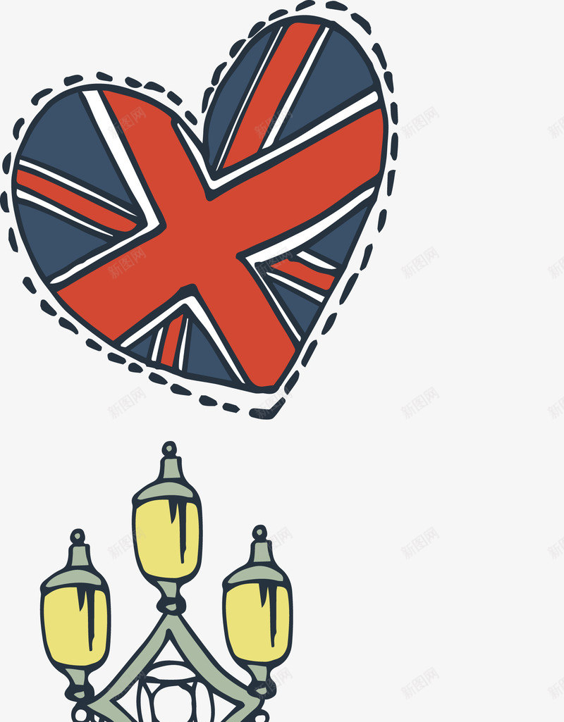 装饰英国标志和路灯矢量图ai免抠素材_88icon https://88icon.com 旅游 英国 装饰 矢量图