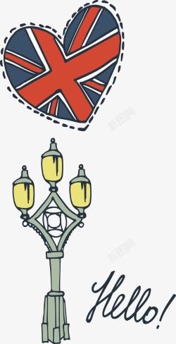 装饰英国标志和路灯矢量图素材