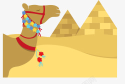手绘金字塔骆驼素材