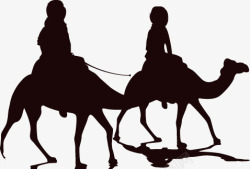 骑着骆驼剪影矢量图素材