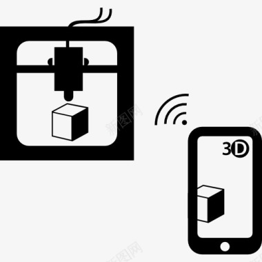 超薄平板电脑3D打印机连接到平板电脑的无线信号图标图标