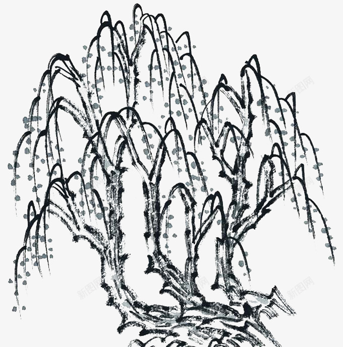 水墨画柳树装饰png免抠素材_88icon https://88icon.com 水墨丹青 水墨柳树 水墨画 水墨装饰