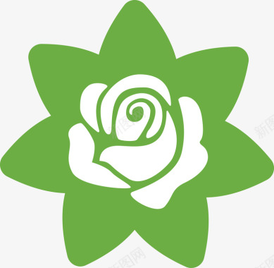 绿色玫瑰花图标图标