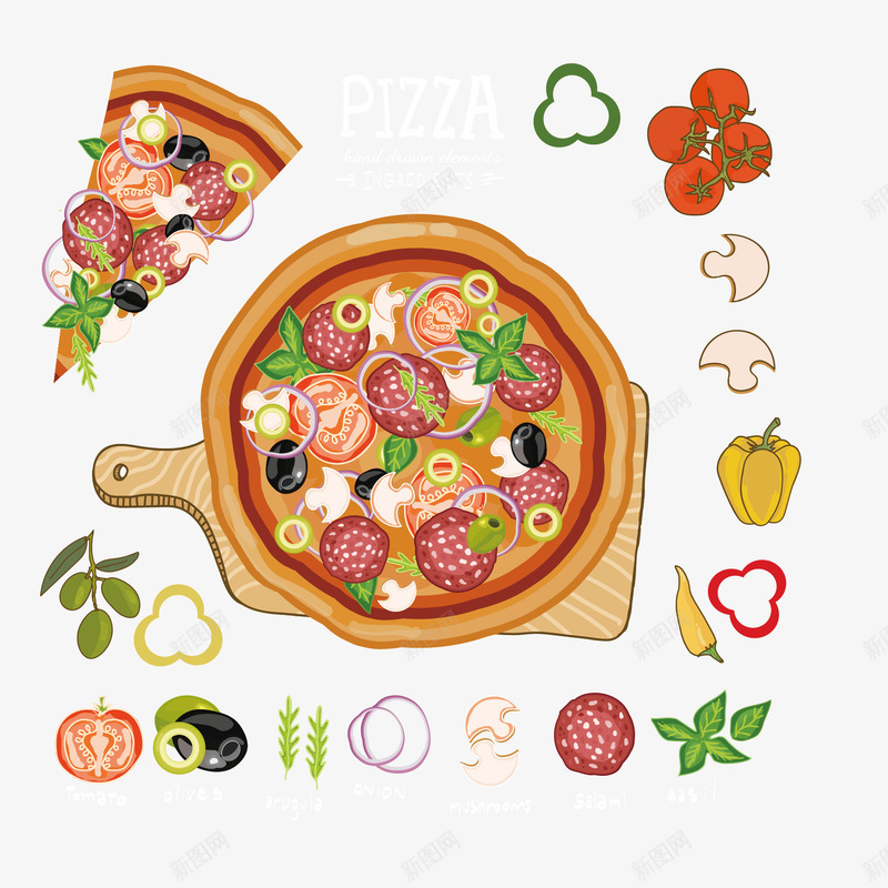 食物披萨矢量图eps免抠素材_88icon https://88icon.com 卡通 图案 小清新 彩色 披萨 简约 装饰 食物 矢量图