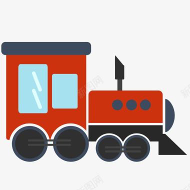 红色扁平化火车元素矢量图图标图标