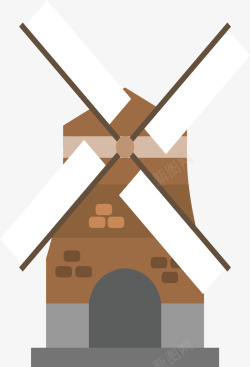 荷兰旅游纪念风车矢量图素材