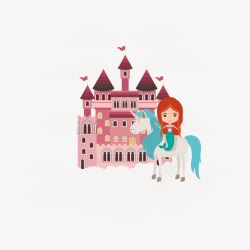 梦幻城堡童话公主矢量图素材