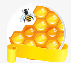 手绘黄色蜂窝蜜蜂素材