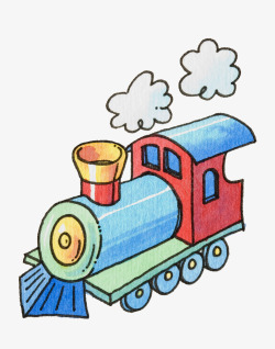 卡通插图蒸汽式老火车素材