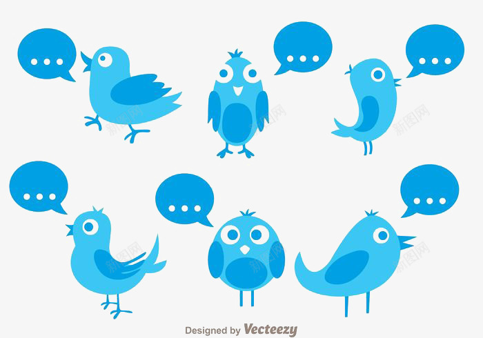 可爱Twitter的鸟psd免抠素材_88icon https://88icon.com Twitter 可爱 对话框 手绘 矢量元素 蓝色 鸟