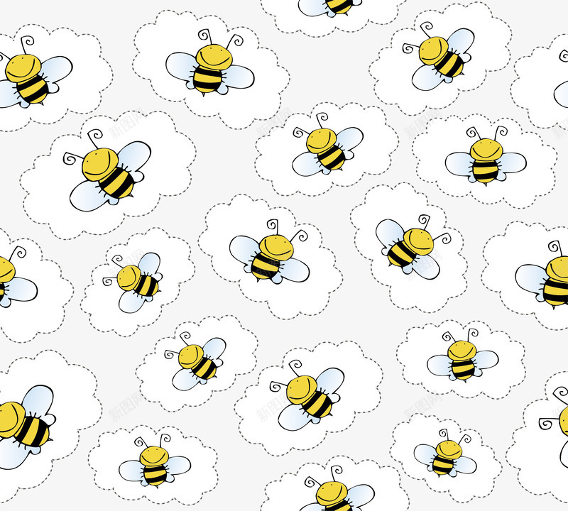 卡通小蜜蜂花纹png免抠素材_88icon https://88icon.com 卡通花纹 小蜜蜂 矢量png 花纹 蜜蜂 蜜蜂花纹