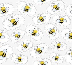 卡通小蜜蜂花纹素材