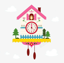 粉色的房子时钟素材