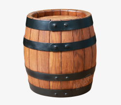 深棕色容器铆钉固定的酒桶空木桶素材