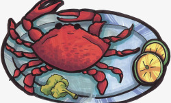 手绘烹饪螃蟹图素材