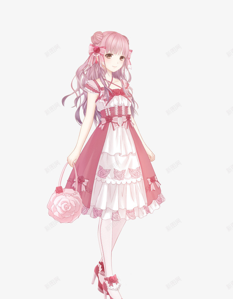 粉色公主裙女孩png免抠素材_88icon https://88icon.com 公主 女孩 粉色