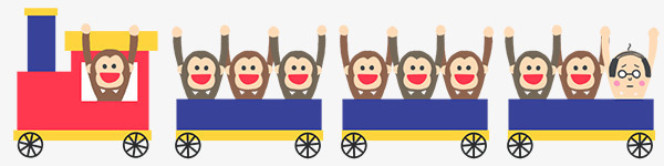 图标卡通猴子和火车图标